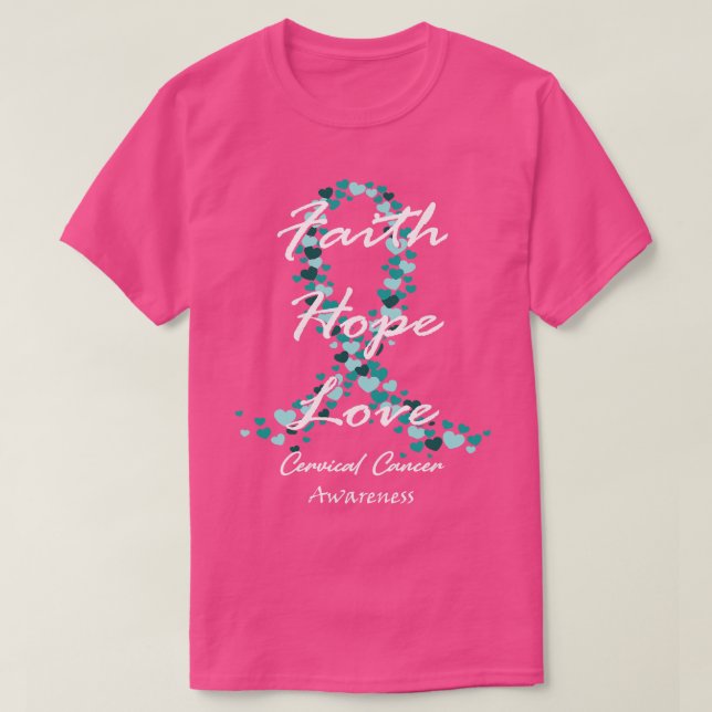 T-shirt Sensibilisation au cancer du col utérin Foi Espoir (Design devant)