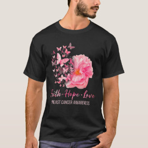 T-shirt Sensibilisation au cancer du sein Faith Hope Love 