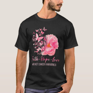 T-shirt Sensibilisation au cancer du sein Faith Hope Love 