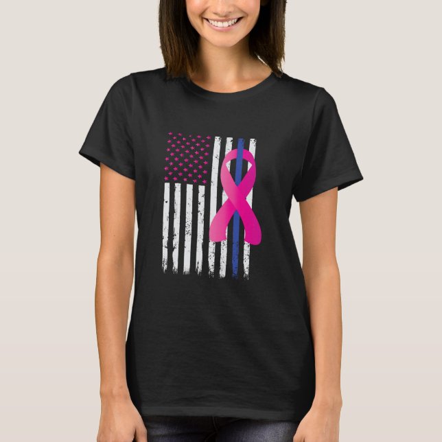 T-shirt Sensibilisation au cancer du sein Ligne bleue minc (Devant)