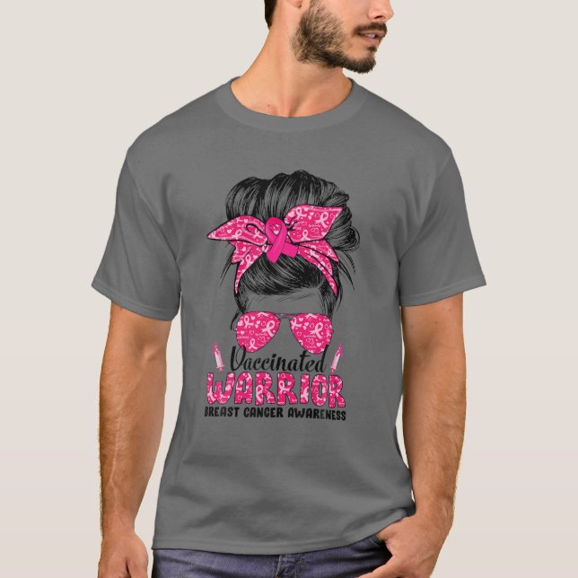 T-shirt Sensibilisation au cancer du sein Messy Bun Warrio (Devant)