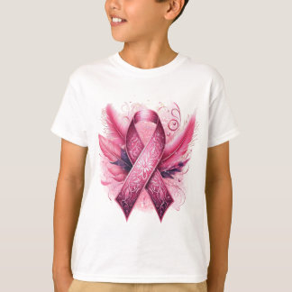 T-shirt SENSIBILISATION AU CANCER DU SEIN Plumes