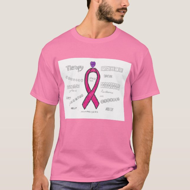 T-shirt Sensibilisation au cancer du sein rose (Devant)