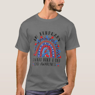 T-shirt Sensibilisation au CHD Arc-en-ciel Bleu Rouge Ruba