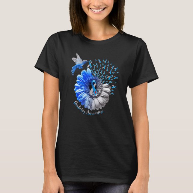 T-shirt Sensibilisation au Diabète Bleu de Tournesol des c (Devant)