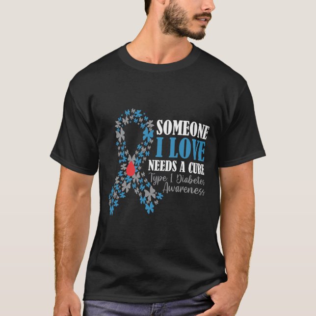 T-shirt Sensibilisation au diabète de papillon T1D Soutien (Devant)
