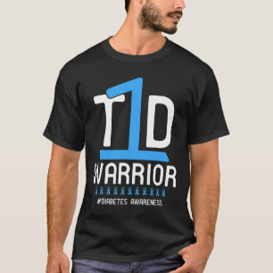 T-shirt Sensibilisation au diabète Ruban bleu T1D Guerrier