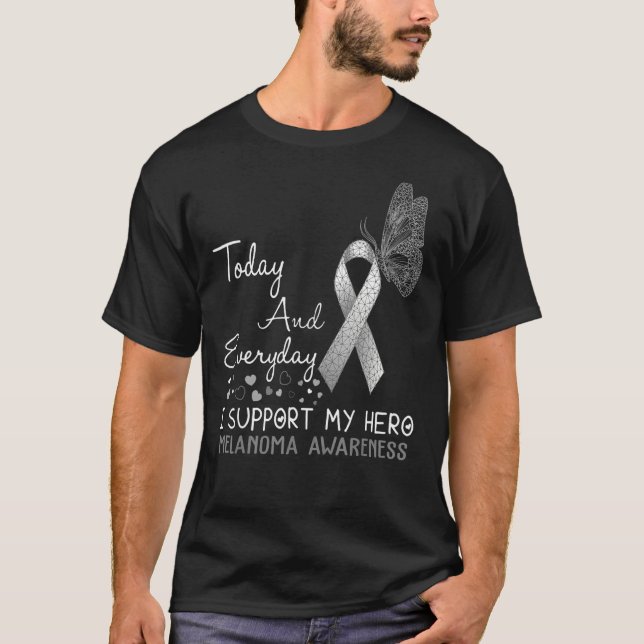 T-shirt Sensibilisation au mélanome Je soutiens Mon Papill (Devant)