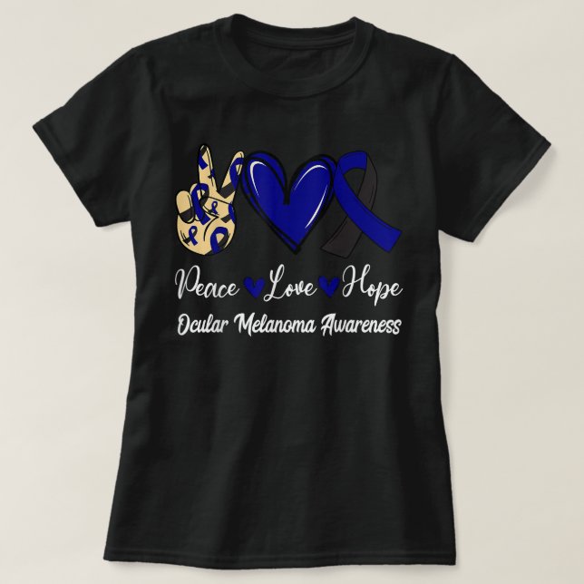 T-shirt Sensibilisation au mélanome oculaire Paix Amour Es (Design devant)