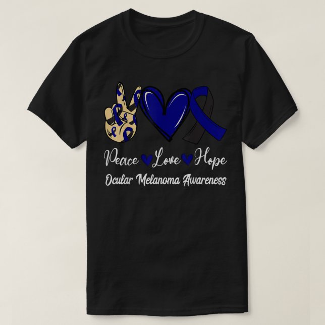 T-shirt Sensibilisation au mélanome oculaire Paix Amour Es (Design devant)