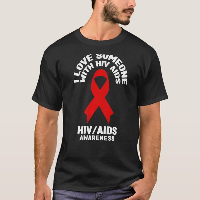 T-shirt Sensibilisation au SIDA J'aime quelqu'un avec le V (Devant)