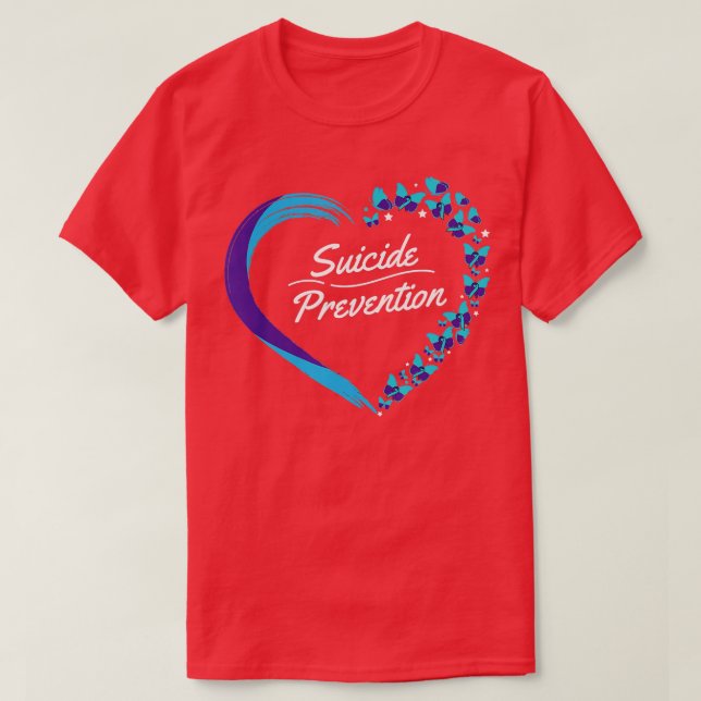 T-shirt Sensibilisation au suicide cardiaque papillon Sant (Design devant)