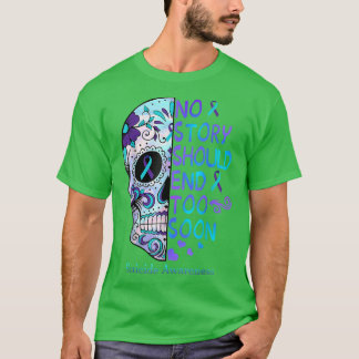 T-shirt Sensibilisation au suicide du crâne floral Santé m