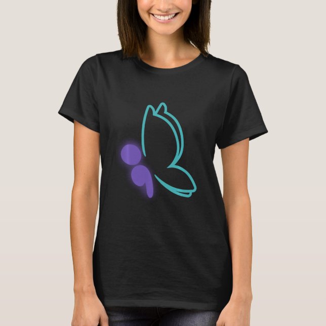 T-shirt Sensibilisation au suicide par papillon semi-cône (Devant)