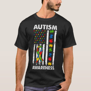 T-shirt Sensibilisation sur l'autisme American Flag Puzzle