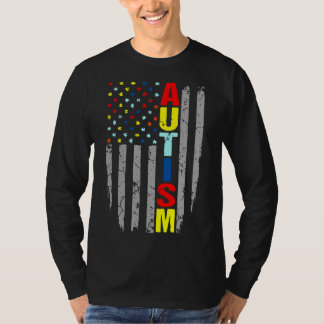 T-shirt Sensibilisation sur l'autisme American Flag Puzzle