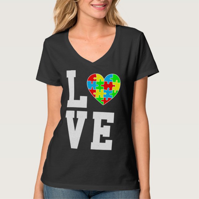 T-shirt Sensibilisation sur l'autisme Amour Autisme Coeur  (Devant)