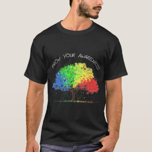 T-shirt Sensibilisation sur l'autisme Arbre arc-en-ciel Au