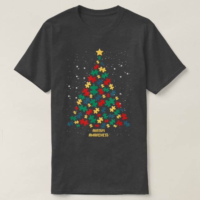 T-shirt Sensibilisation sur l'autisme Arbre de Noël Autism (Design devant)