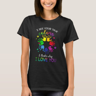 T-shirt Sensibilisation sur l'autisme Arc-en-ciel Je vois 