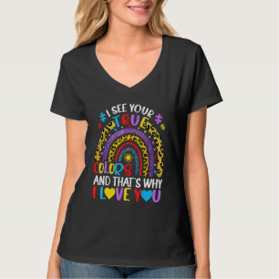 T-shirt Sensibilisation sur l'autisme Arc-en-ciel Je vois 