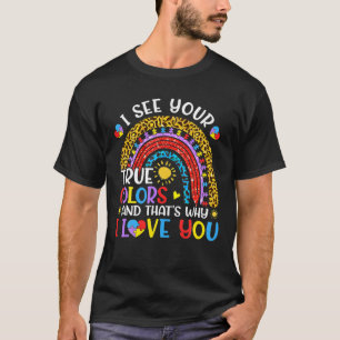 T-shirt Sensibilisation sur l'autisme Arc-en-ciel Je vois 