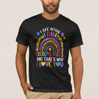 T-shirt Sensibilisation sur l'autisme Arc-en-ciel Je vois