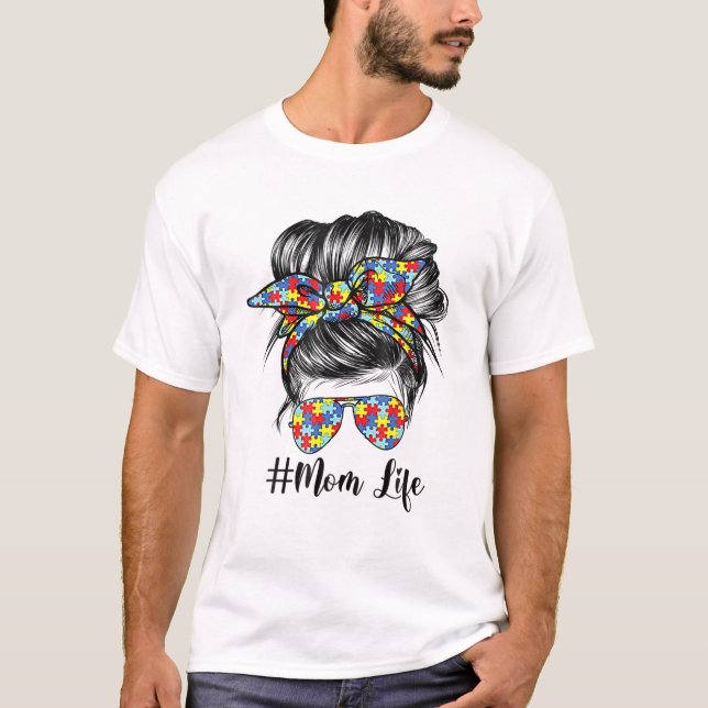 T-shirt Sensibilisation sur l'autisme Autisme Maman Vie Me (Devant)
