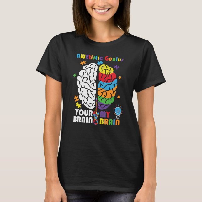T-shirt sensibilisation sur l'autisme Awetistic Genius Cer (Devant)