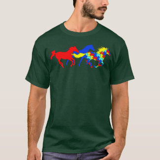 T-shirt Sensibilisation sur l'autisme Chevaux différents