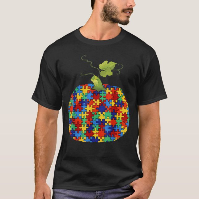 T-shirt Sensibilisation sur l'autisme Citrouille Halloween (Devant)