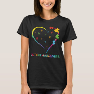 T-shirt Sensibilisation sur l'autisme Coeur Couleur Puzzle