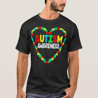 T-shirt Sensibilisation sur l'autisme Coeur Puzzle Pièce S