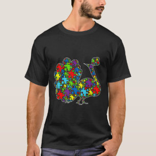 T-shirt Sensibilisation sur l'autisme Cute Peacock Puzzle