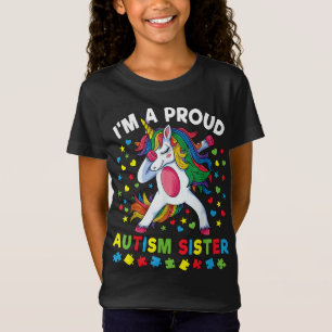 T-Shirt Sensibilisation sur l'autisme Dabbing Unicorn Girl