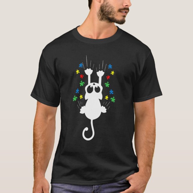T-shirt Sensibilisation sur l'autisme de hachage de chat p (Devant)