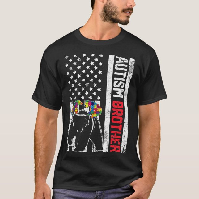 T-shirt Sensibilisation sur l'autisme de l'ours frère du d (Devant)