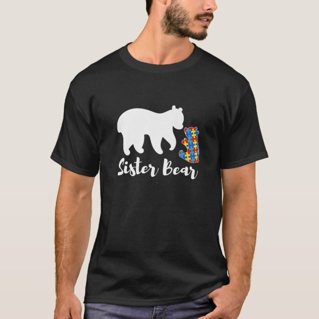 T-shirt Sensibilisation sur l'autisme de l'ours soeur Puzz (Devant)