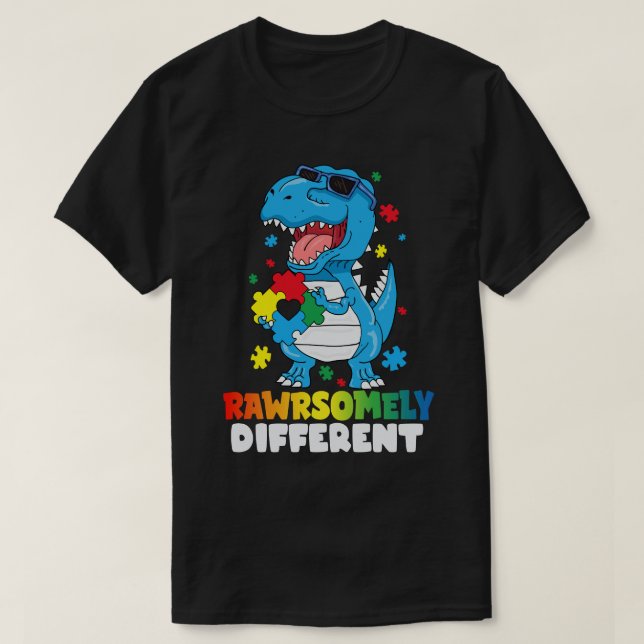 T-shirt Sensibilisation sur l'autisme Dinosaure radicaleme (Design devant)