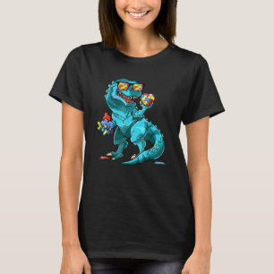 T-shirt Sensibilisation sur l'autisme Dinosaure T-Rex Coeu