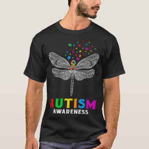T-shirt Sensibilisation sur l'autisme Dragonfly Puzzle Piè