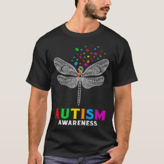 T-shirt Sensibilisation sur l'autisme Dragonfly Puzzle Piè