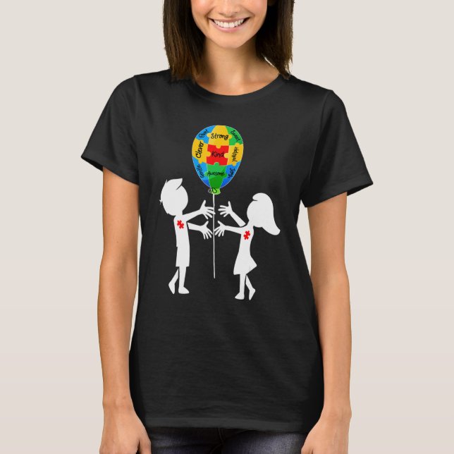 T-shirt Sensibilisation sur l'autisme Frère Soeur Puzzle B (Devant)