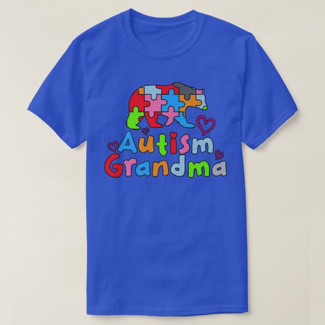 T-shirt Sensibilisation sur l'autisme Grand-mère Ours Prem (Design devant)