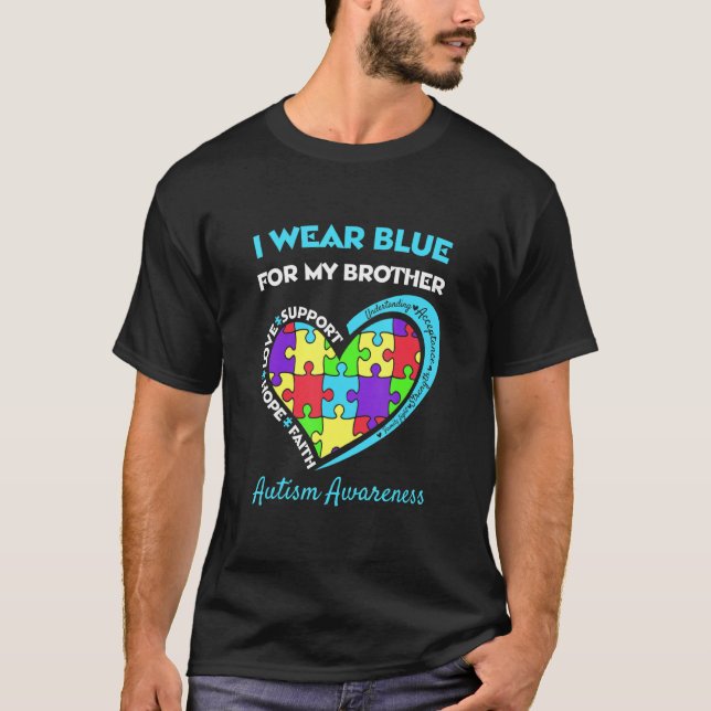 T-shirt Sensibilisation sur l'autisme Je Porte Du Bleu Pou (Devant)