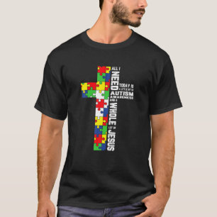 T-shirt Sensibilisation sur l'autisme Jésus Croix Puzzle C