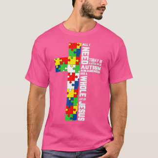 T-shirt Sensibilisation sur l'autisme Jésus Croix Puzzle C
