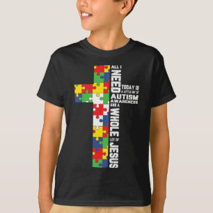 T-shirt Sensibilisation sur l'autisme Jésus Croix Puzzle C