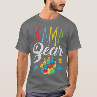 T-shirt Sensibilisation sur l'autisme Mama Ours Puzzle Piè