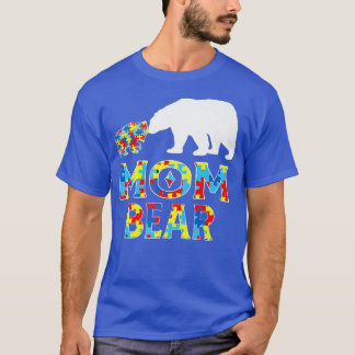 T-shirt Sensibilisation sur l'autisme Mère Soutien Ours Au